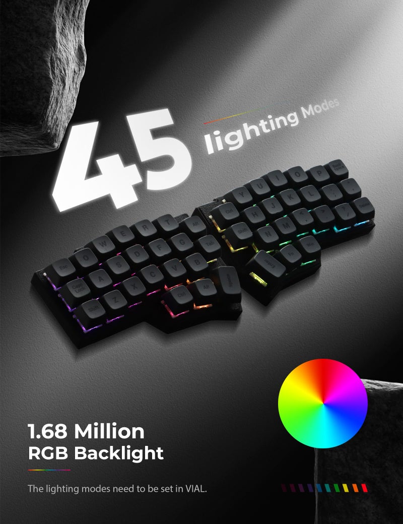 YIVU CORNE V4 Wired Split Mechanical Keyboard, 40% 3x6 Ortholinear Layout, Ergonomic Support, QMK/Vial Programmable, Hot-swappable RGB Gaming Keyboard, Pre-Lubricated Linear Switches - Image 3
