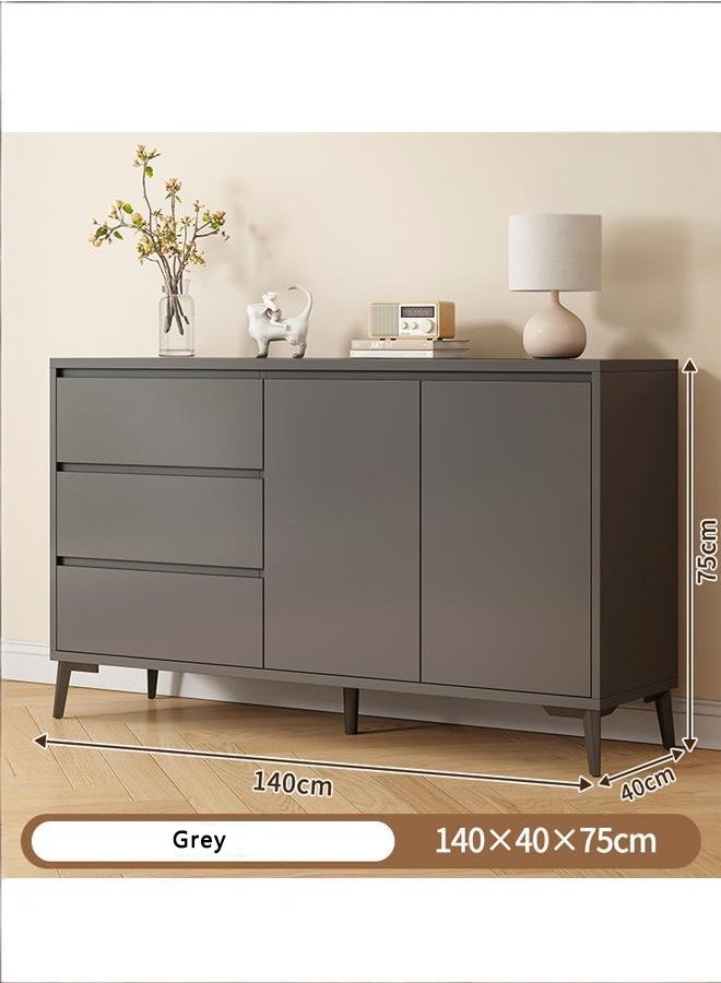 Modern Minimalist Sideboard Cabinet, 2 Doors & 3 Drawers Storage Cabinet with Metal Legs, Multi-Purpose Coffee Bar TV Stand Side Cabinet for Kitchen Living Room Bedroom (Grey, 140 x 40x 75 CM) - Image 3