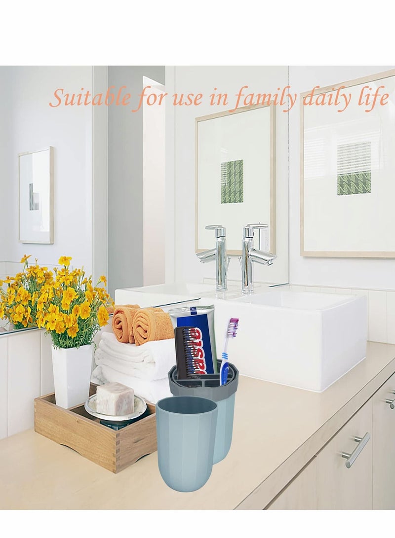 SYOSI كوب فرشاة الأسنان، 2 قطعة حامل للسفر، حقيبة محمولة للسفر، تخييم، رحلة عمل ومدرسة، مجموعة فرشاة ومعجون أسنان بلاستيكية متعددة الوظائف بلونين - Image 4