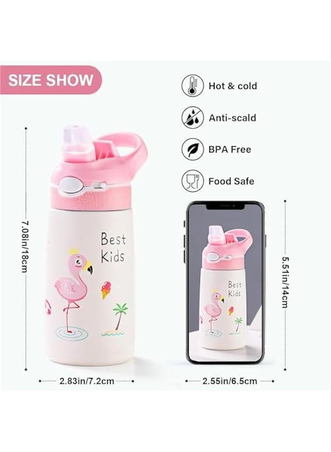 HOOKOR 400ML Children Thermos Water Bottle Kids Thermos Mug Baby Duck Billed Straw 316 Stainless Steel Vacuum Flasks Tumbler Thermo Cup, With bag (Pink) - Image 2