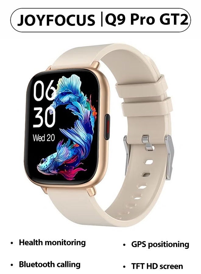 JOYFOCUS Q9 Pro GT2 Smartwatch Comprehensive Health Monitoring, Bluetooth Calling, GPS Positioning, 1.85 Inch TFT High-definition Screen Watch-Beige Gold - Image 1