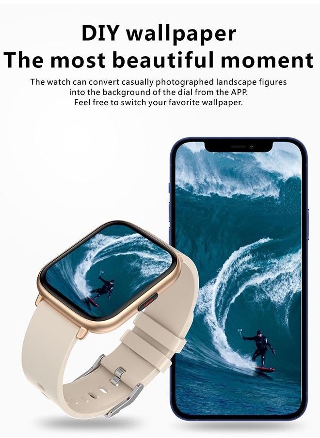 JOYFOCUS - Q9 pro GT2 Bluetooth Smartwatch HD Beige Gold - Image 1