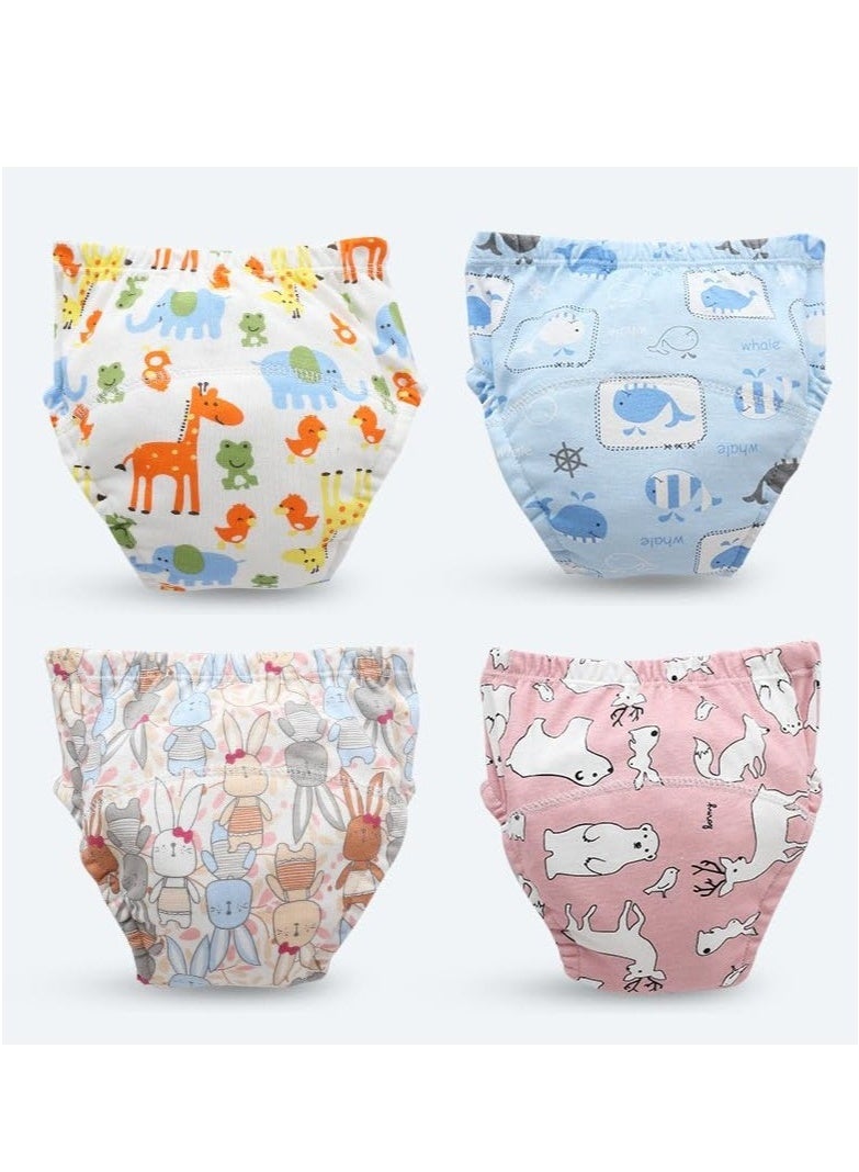 MIXDE 4 Piece Potty Training Underwear, 6 Layers Breathable Cotton Absorbent Trainer Pants for Toddler Baby Boys Girls Waterproof  - Image 1