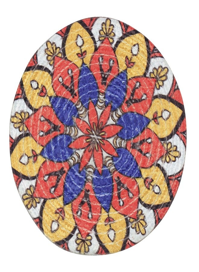 INUS Reversible Cotton Coasters 7" Round Washable & Water-Absorbent Tea Coaster Set of 4 for Dining Table, Cups & Hot Pots - Premium Finish, Diwali Gift, Durable Table Decor Accessories (Abstract) - Image 3