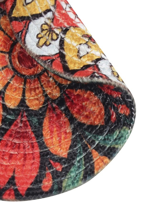 INUS Reversible Cotton Coasters 7" Round Washable & Water-Absorbent Tea Coaster Set of 4 for Dining Table, Cups & Hot Pots - Premium Finish, Diwali Gift, Durable Table Decor Accessories (Abstract) - Image 2