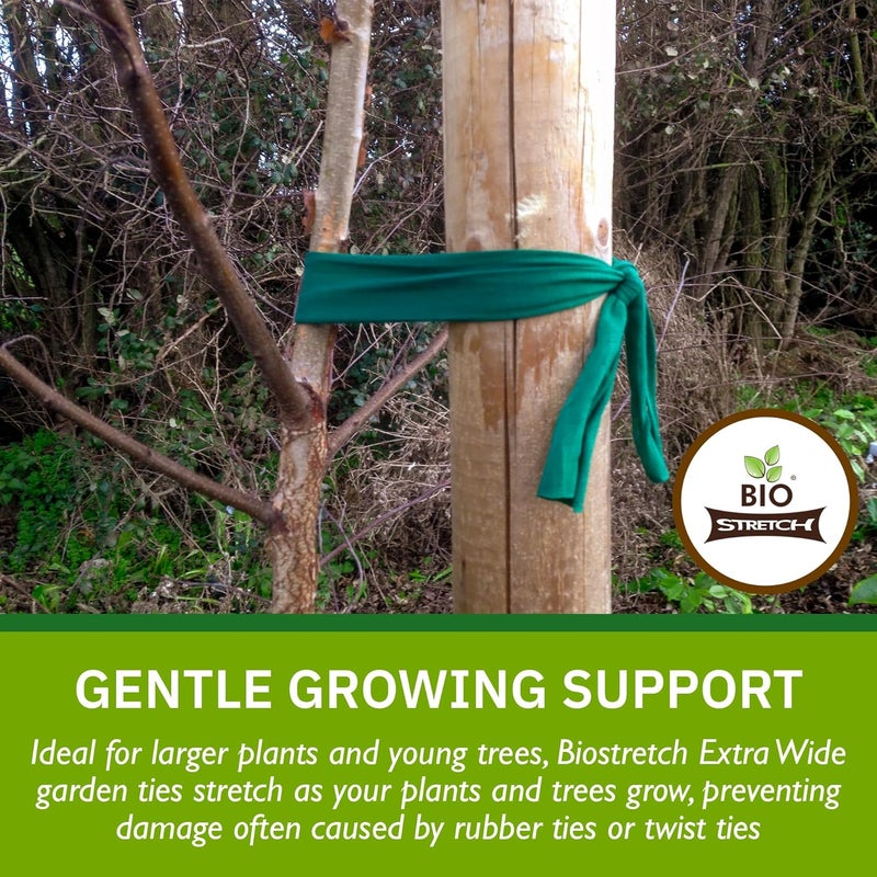 Biostretch Extra Wide Soft Tree Ties - Strong & Stretchy Support for Large Plants & Young Trees - Cut-to-Length Green Garden Tape for Home & Professional Gardening (52 ft / 16M) - Image 3