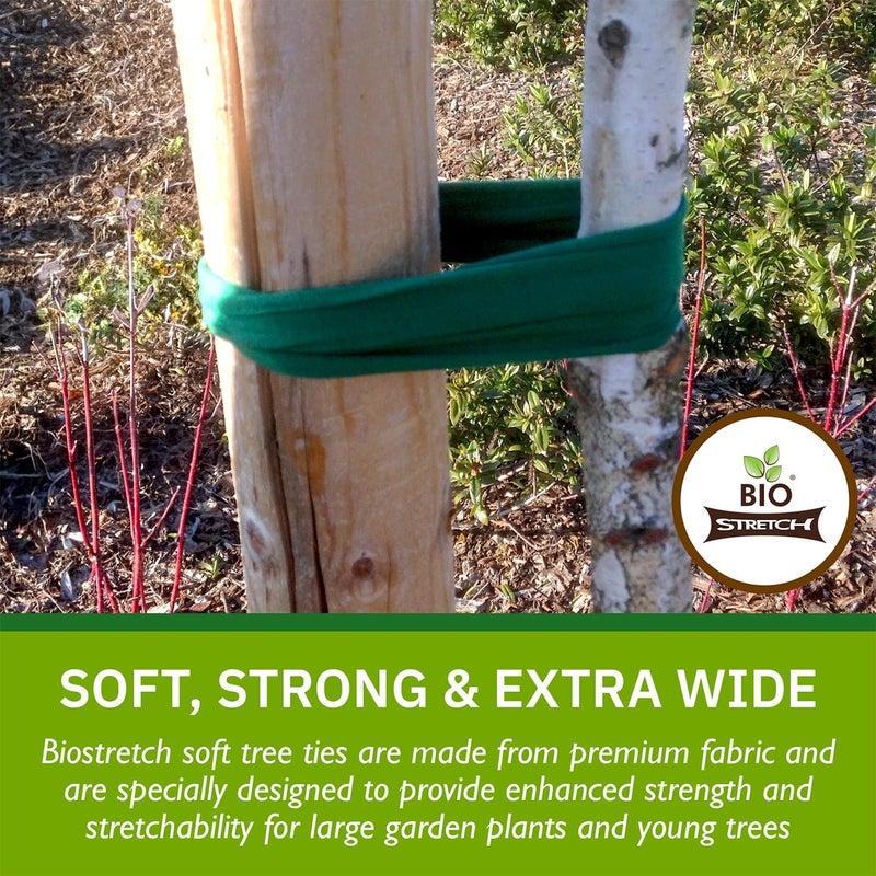 Biostretch Extra Wide Soft Tree Ties - Strong & Stretchy Support for Large Plants & Young Trees - Cut-to-Length Green Garden Tape for Home & Professional Gardening (52 ft / 16M) - Image 2