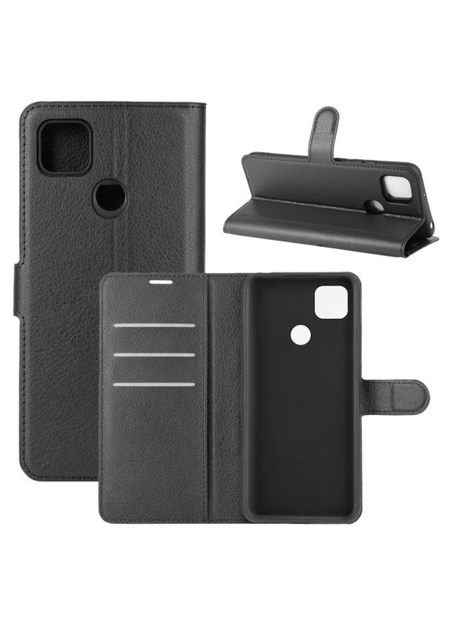 HuHa Case Cover For Xiaomi Redmi 9C Litchi Texture Horizontal Flip Protective Case with Holder & Card Slots & Wallet Black 