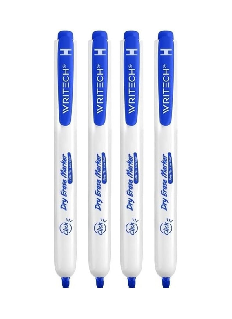 WRITECH 4-Piece Retractable Whiteboard Marker Blue Ink  - Image 1