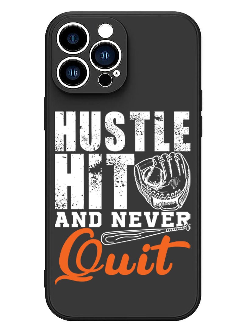 Theodor Protective Slim Fit Case Liquid Silicone Cover with Full Body Protection Anti-Scratch Shockproof Case For iPhone 12 Pro Max Black  - Hustle hit and never quit copy - Image 1