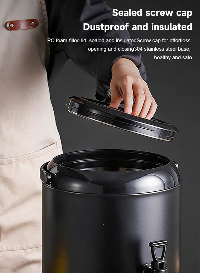 Milk tea bucket, stainless steel, large capacity, soy milk bucket, juice distributor, double-layer cold and hot insulation tea water bucket, milk tea shop insulation bucket, commercial use - Image 2