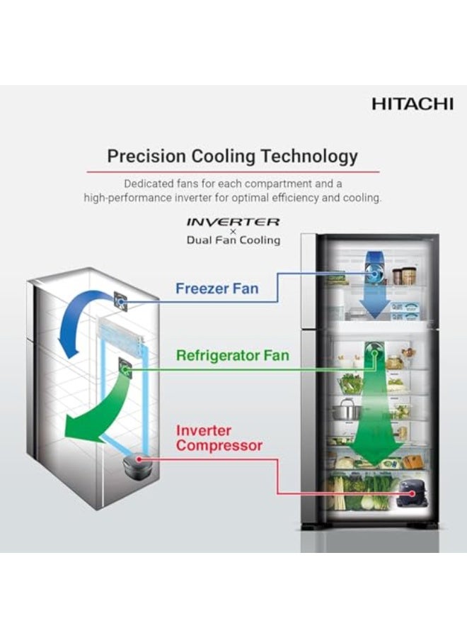 Hitachi Top Mount Refrigerator 760L Gross / 550L Net, Double Door, Dual Fan Cooling, Inverter Compressor, Touch Screen Control, Silver – RV760PUK7K4BSL RV760PUK7K4BSL silver - Image 5