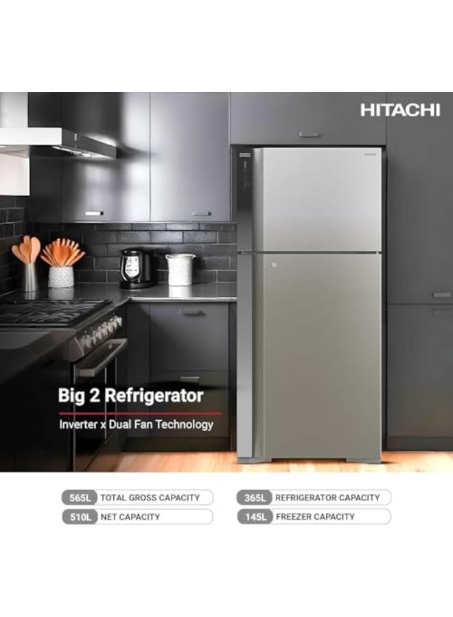 Hitachi Top Mount Refrigerator 760L Gross / 550L Net, Double Door, Dual Fan Cooling, Inverter Compressor, Touch Screen Control, Silver – RV760PUK7K4BSL RV760PUK7K4BSL silver - Image 4