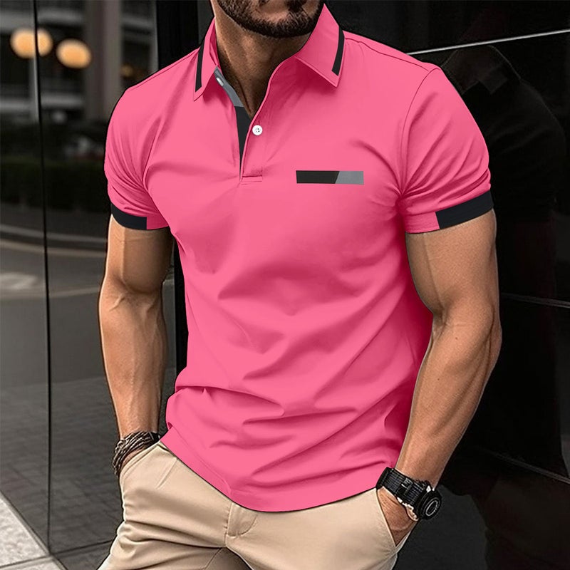 تيشيرت رجالي كاجوال بأكمام قصيرة ومطبوع مع جيب وهمي على الصدر - Image 2