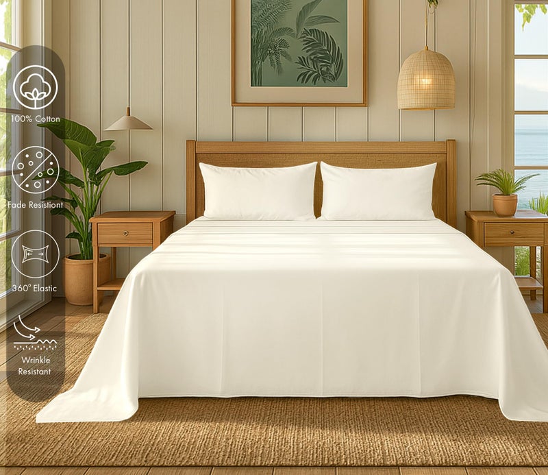 RUVANTI 100% Cotton Flannel Sheets Full Size - 4 Piece Warm, Soft & Breathable, Deep Pocket, Double Brushed Cozy All Season Bedding Set, Ivory - Image 2