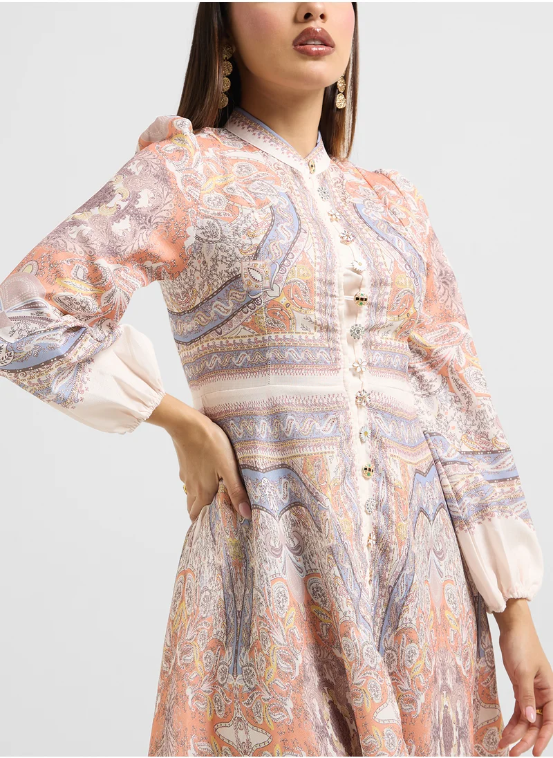 Khizana Abstract Print Dress