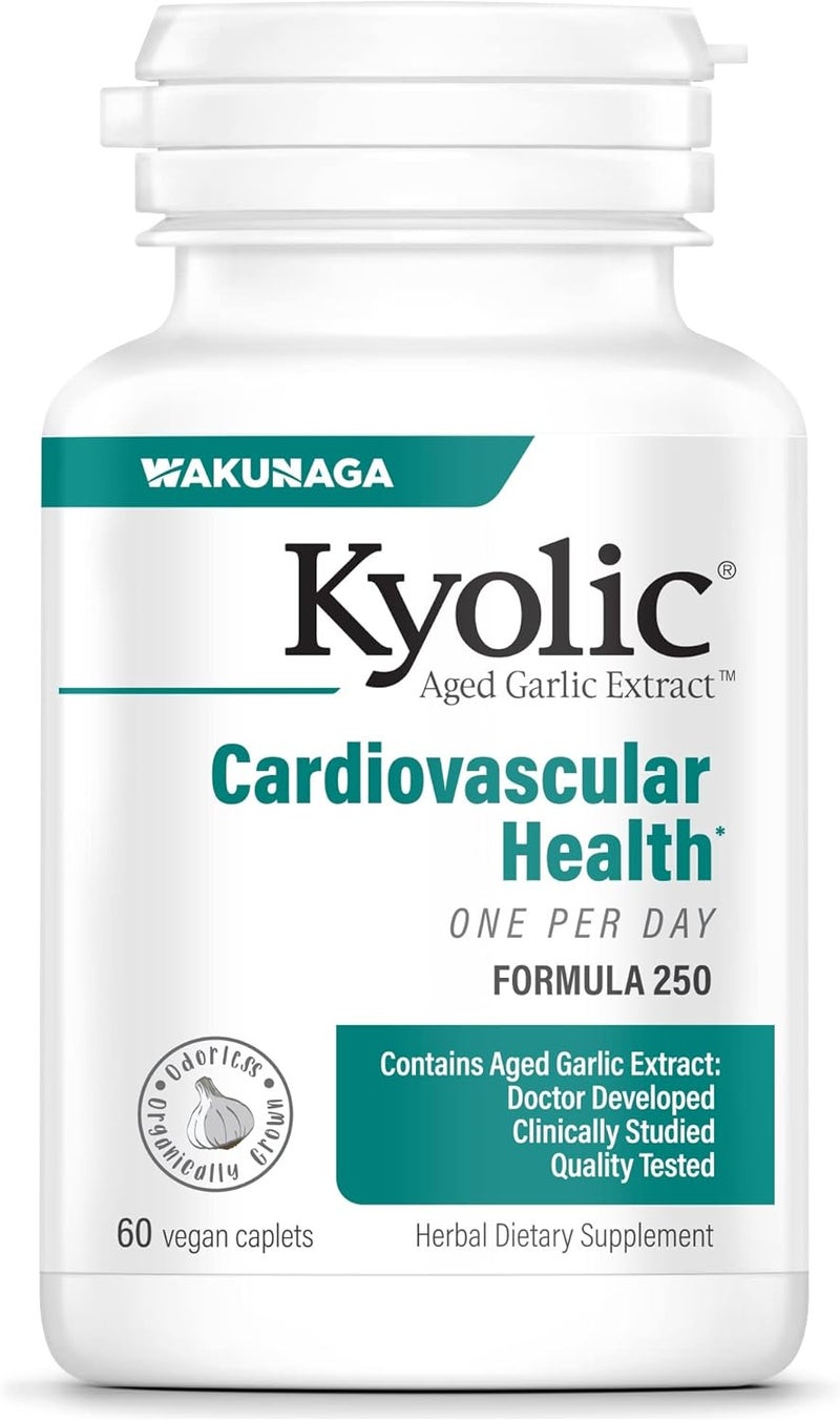 Kyolic Aged Garlic Extract Formula 250 Cardiovascular Health One Per Day 60 Vegan Caplets - Image 1