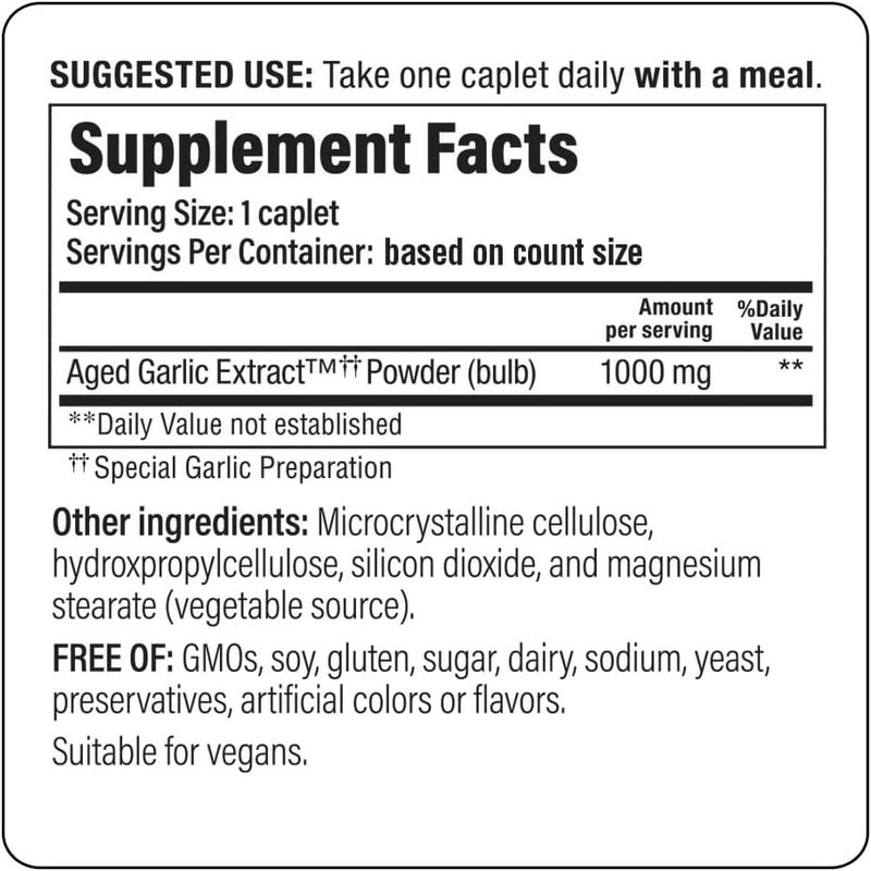 Kyolic Aged Garlic Extract Formula 250 Cardiovascular Health One Per Day 60 Vegan Caplets - Image 4