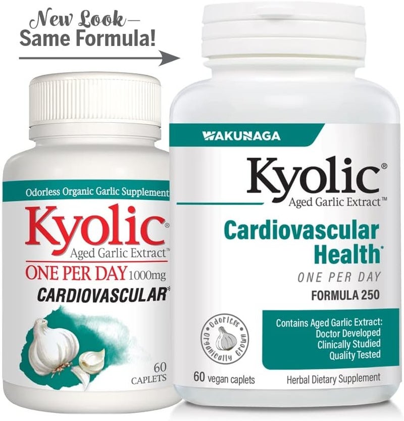 Kyolic Aged Garlic Extract Formula 250 Cardiovascular Health One Per Day 60 Vegan Caplets - Image 5