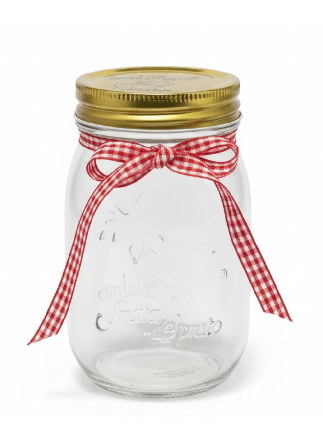 Nautilus Glass Storage Jar 500Ml with Metal Lid, Clear and Gold - Image 2