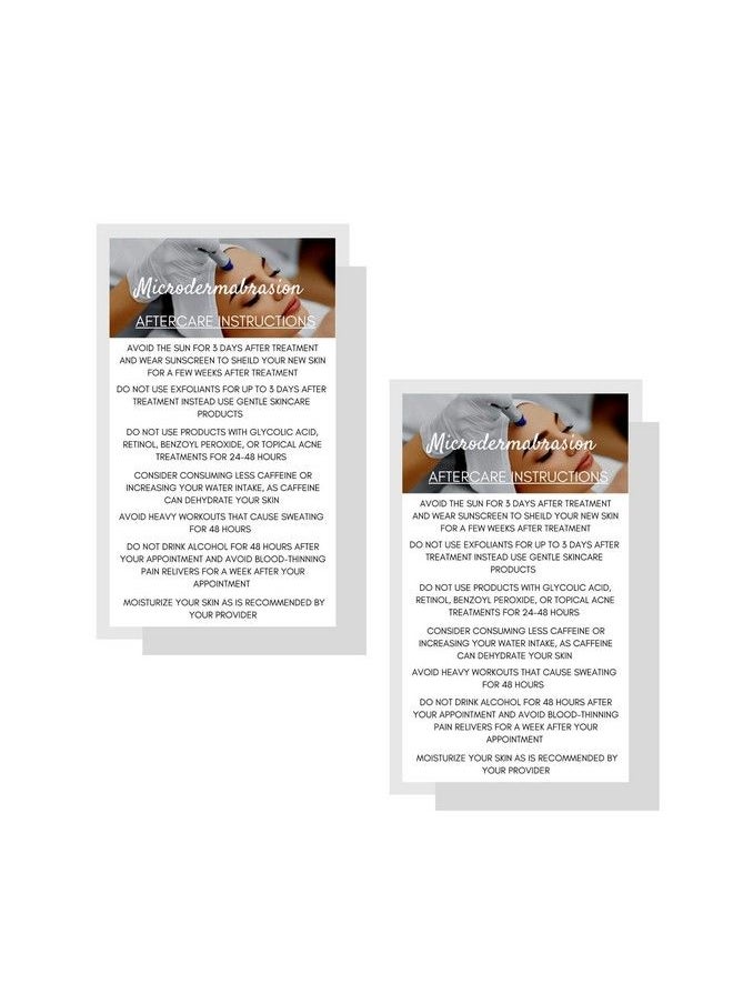 Boutique Marketing LLC Microdermabrasion Aftercare Cards ; 50 Pack ; Size 2 X 3.5” Inches Business Card Size ; Microdermabrasion Pmu ; Aftercare Instructions White With Photo Design  - Image 3
