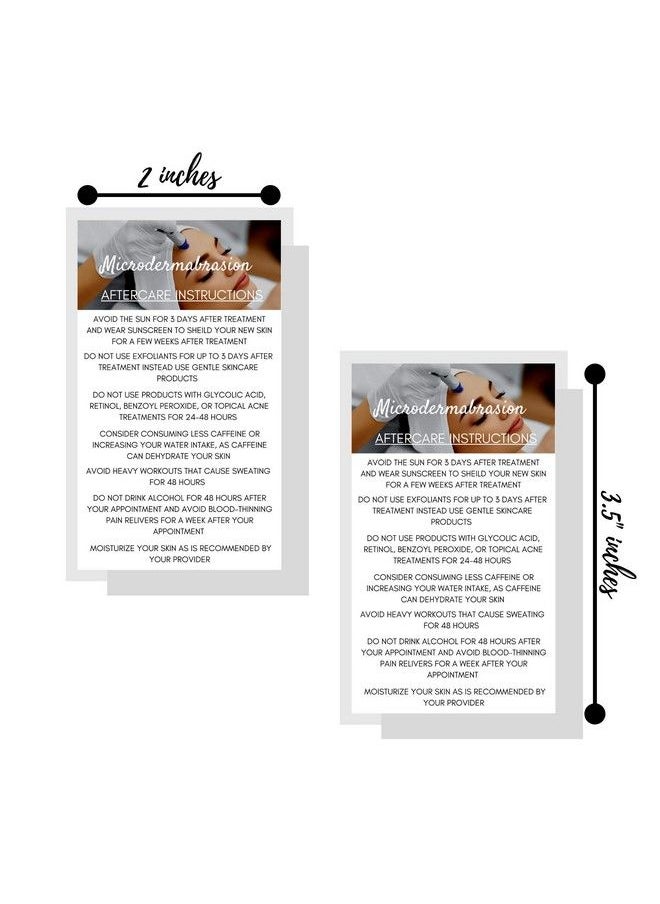 Boutique Marketing LLC Microdermabrasion Aftercare Cards ; 50 Pack ; Size 2 X 3.5” Inches Business Card Size ; Microdermabrasion Pmu ; Aftercare Instructions White With Photo Design  - Image 4