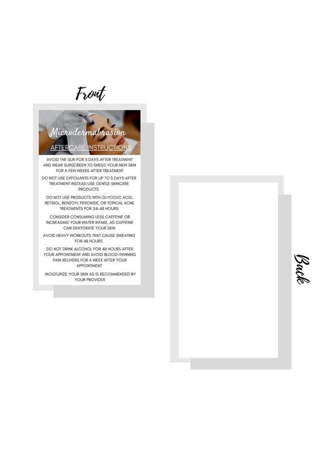 Boutique Marketing LLC Microdermabrasion Aftercare Cards ; 50 Pack ; Size 2 X 3.5” Inches Business Card Size ; Microdermabrasion Pmu ; Aftercare Instructions White With Photo Design  - Image 5
