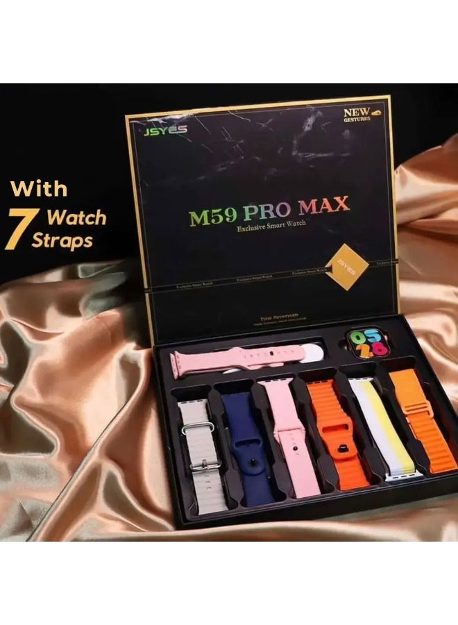 جيسي ساعة JSYES M59 Pro Max الذكية – شاشة تعمل باللمس بالكامل مع 7 أساور أنيقة - Image 1