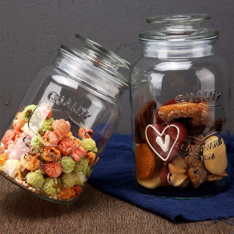 WHISKET 1500 ML Glass Canister Kitchen Jar Cookies, Candy, Coffee, Flour, Sugar, Rice, Pasta, Cereal & More (1) - Image 5