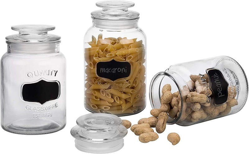 WHISKET 1500 ML Glass Canister Kitchen Jar Cookies, Candy, Coffee, Flour, Sugar, Rice, Pasta, Cereal & More (1) - Image 4