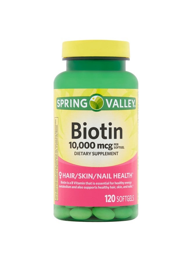 SPRING VALLEY مكمل غذائي بيوتين من سبرينغ فالي، 10,000 ملغ، 120 كبسولة لينة - Image 1
