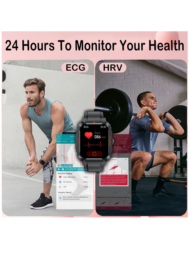 AROAQ - Blood Sugar Monitor Smart Watch: Blood Glucose ECG HRV Heart Rate Blood Oxygen Blood Pressure Fitness Tracker Watch for Elderly Men Women - 1.92" Bluetooth Call Sports Smartwatch for Android Iphone - Image 1
