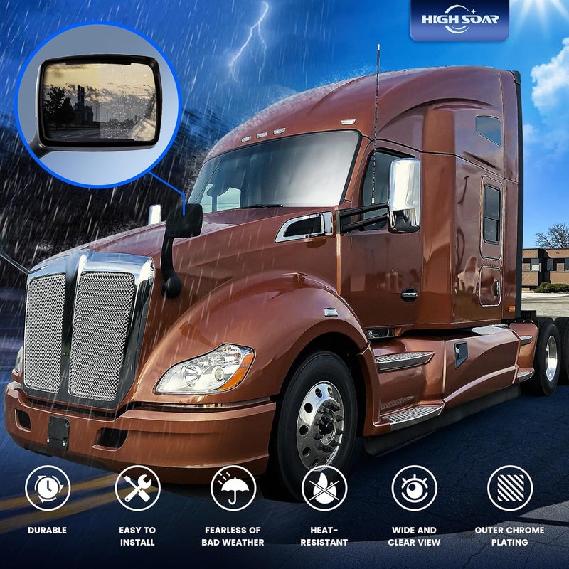 High Soar Chrome Hood Mirror Assembly for Kenworth T680 and Peterbilt 579/587, Right Side - Image 5
