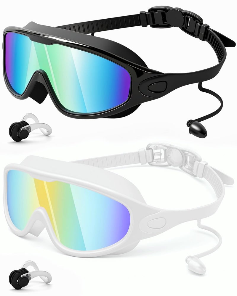 Rantizon Swim Goggles 2 Pack, Wide View Anti Fog&UV Swimming Goggles for Audlt, No Leaking Swim Glasses for Men Women Youth - Image 1