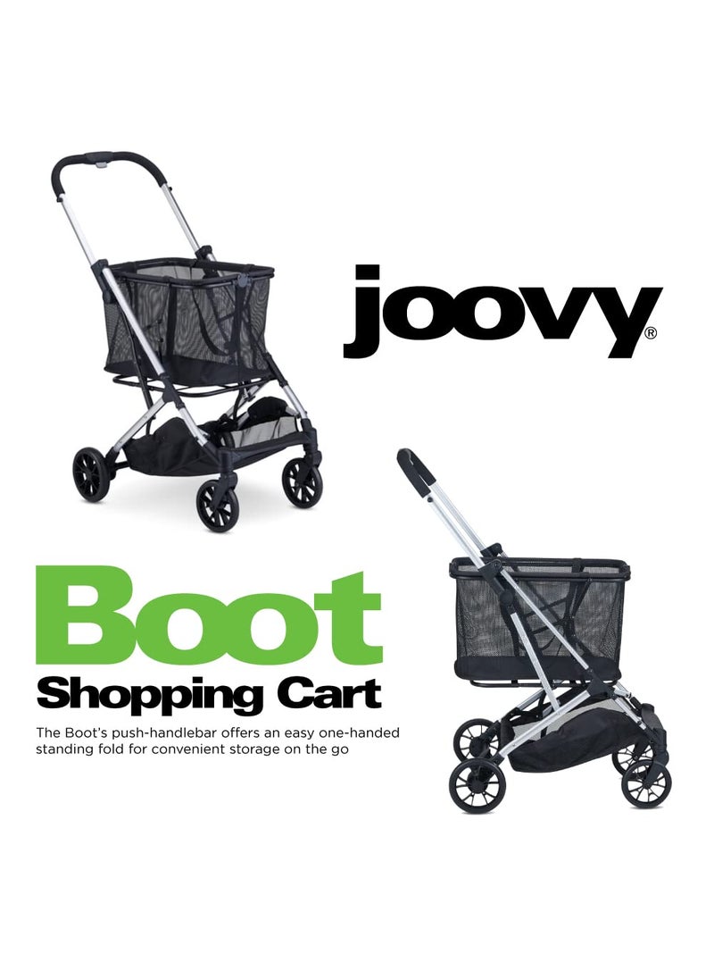 Joovy - Joovy Boot Shopping Cart Featuring 70 lbs Total Weight Capacity Stylish Removable Tote Swivel Tires for Easy Steering OneHanded Compact Fold and OneStep Parking Brake Silver Frame - Image 1