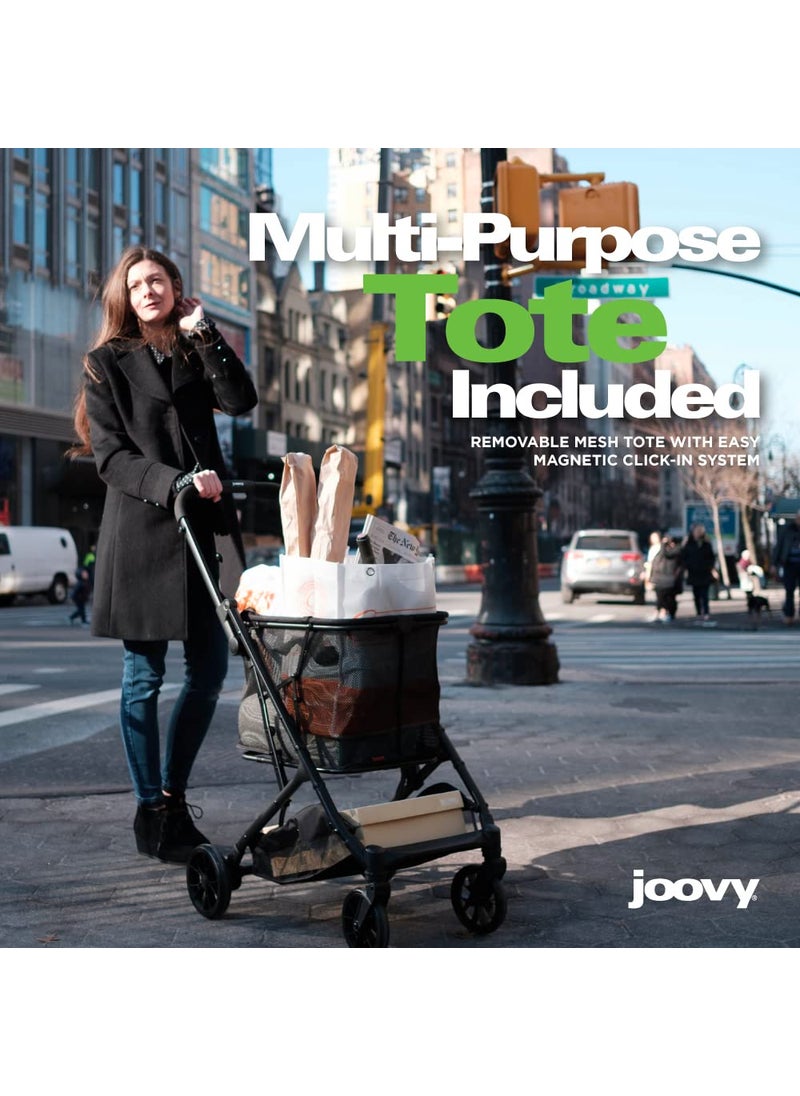 Joovy - Joovy Boot Shopping Cart Featuring 70 lbs Total Weight Capacity Stylish Removable Tote Swivel Tires for Easy Steering OneHanded Compact Fold and OneStep Parking Brake Silver Frame - Image 1