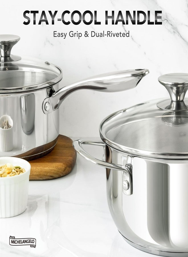 MICHELANGELO 6 Pcs Stainless Steel Saucepans, Double Handles - Image 4