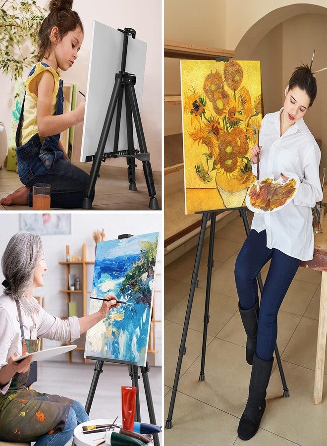KRAFTMASTERS®Art Painting Artist Easel Stand, Portable Adjustable Aluminum Metal Tripod Display Easel with Bag, Height from 17 to 66 inch for Table-Top/Floor Drawing and Displaying, Black - Image 4