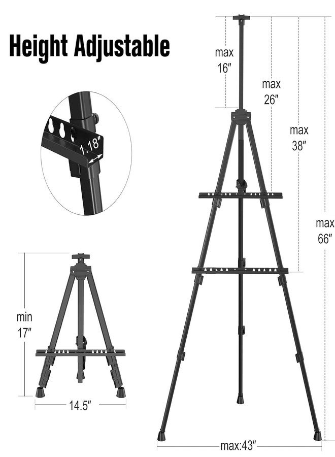 KRAFTMASTERS®Art Painting Artist Easel Stand, Portable Adjustable Aluminum Metal Tripod Display Easel with Bag, Height from 17 to 66 inch for Table-Top/Floor Drawing and Displaying, Black - Image 3