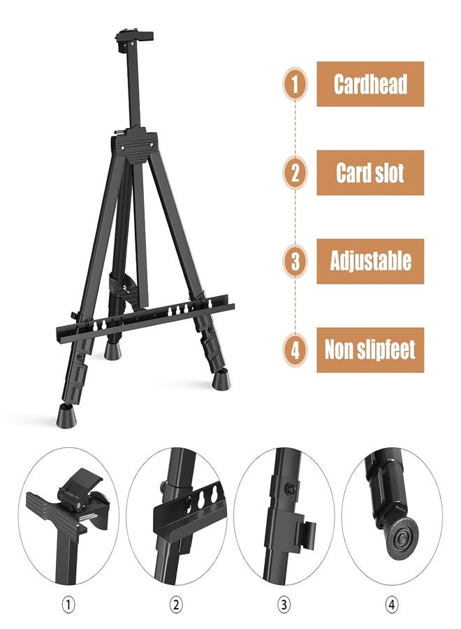 KRAFTMASTERS®Art Painting Artist Easel Stand, Portable Adjustable Aluminum Metal Tripod Display Easel with Bag, Height from 17 to 66 inch for Table-Top/Floor Drawing and Displaying, Black - Image 5
