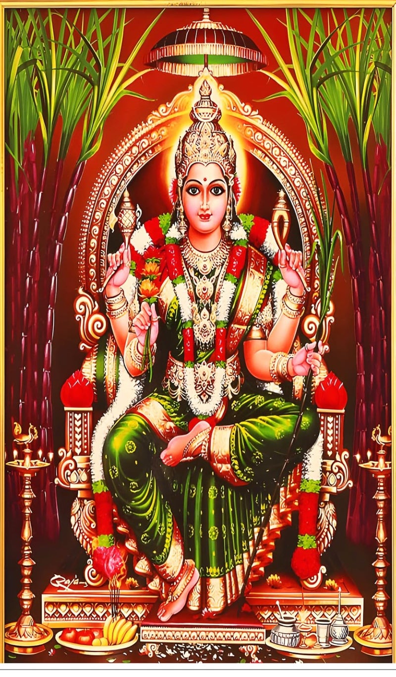 Backdropon Goddess Sri Rajarajeshwari Lalitha Tripura Sundari MATA Navrathri Durga Pooja Backdrop Cloth for Decoration Traditional Background Curtain Size 8Feet Height and 5Feet Width(8 * 5) - Image 4