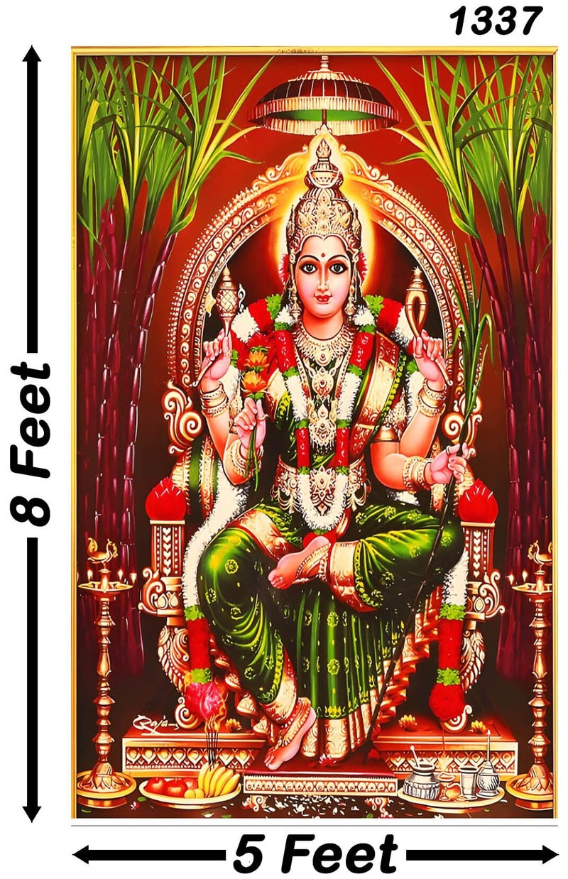 Backdropon Goddess Sri Rajarajeshwari Lalitha Tripura Sundari MATA Navrathri Durga Pooja Backdrop Cloth for Decoration Traditional Background Curtain Size 8Feet Height and 5Feet Width(8 * 5) - Image 2