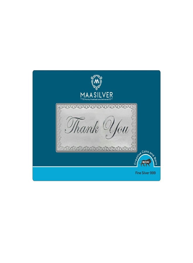 MAA SILVER Pure Silver 5 Grams Thank You BIS Hallmarked Bar Perfect for Gifting (999 Purity)(5 Grams Silver) - Image 1