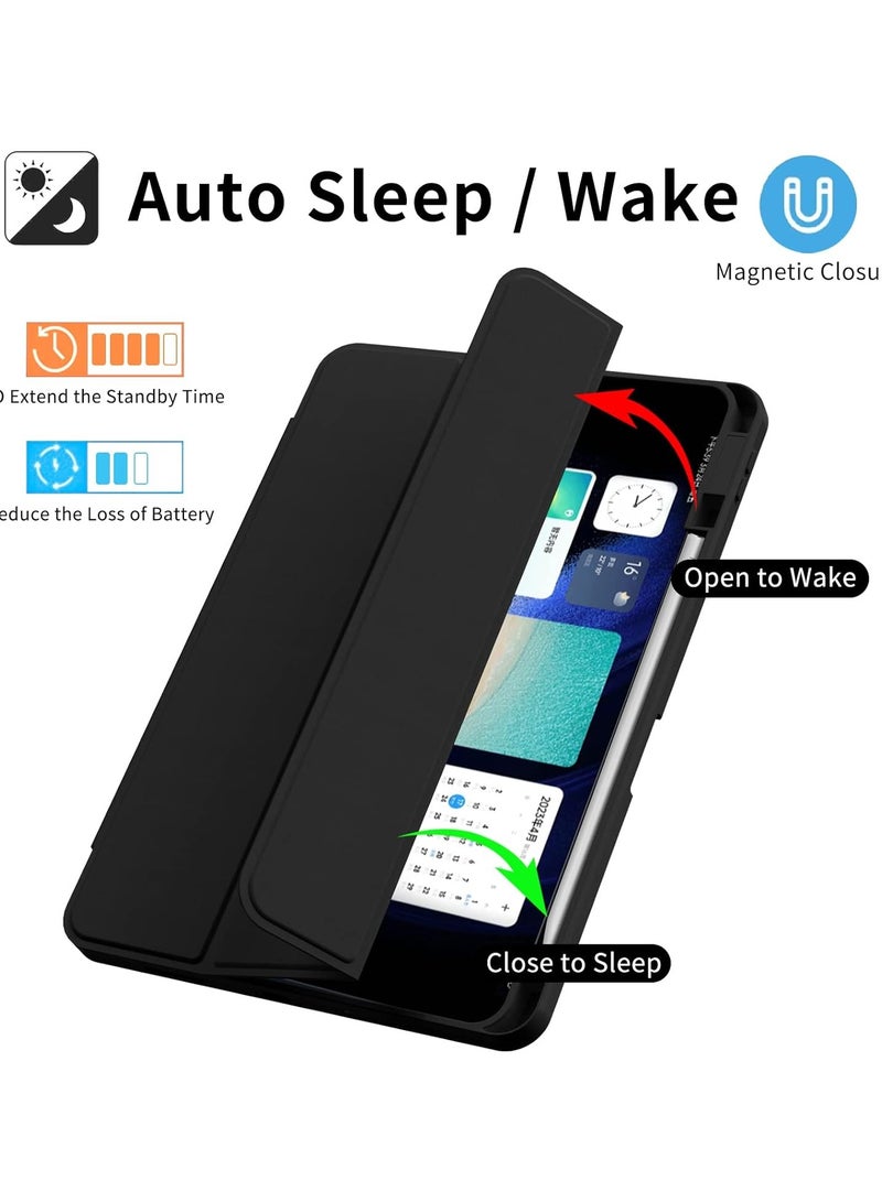 عام غطاء خلفي صلب شفاف بغطاء خلفي شفاف ثلاثي الطيات بحامل ذكي واقي لحقيبة ذكية واقية لجهاز Xiaomi 6/جهاز لوحي 6 Pro، خفيف الوزن، استيقاظ ونوم تلقائي - Image 3