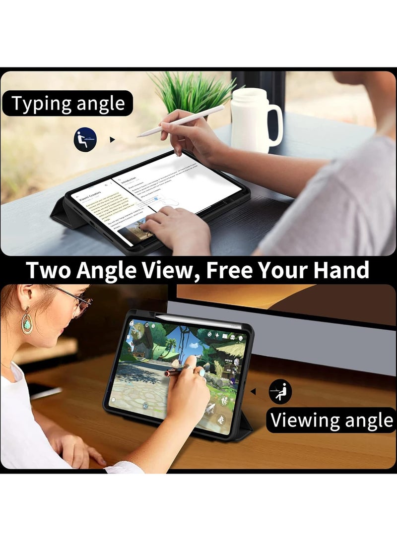 عام غطاء خلفي صلب شفاف بغطاء خلفي شفاف ثلاثي الطيات بحامل ذكي واقي لحقيبة ذكية واقية لجهاز Xiaomi 6/جهاز لوحي 6 Pro، خفيف الوزن، استيقاظ ونوم تلقائي - Image 4