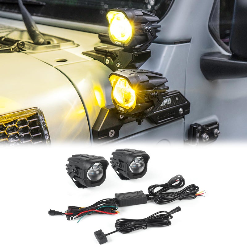 OMU Genesis Series Aluminum High Low Beam Switchable APillar Spotlight Compatible with Trucks Jeep ATV Motorcycle