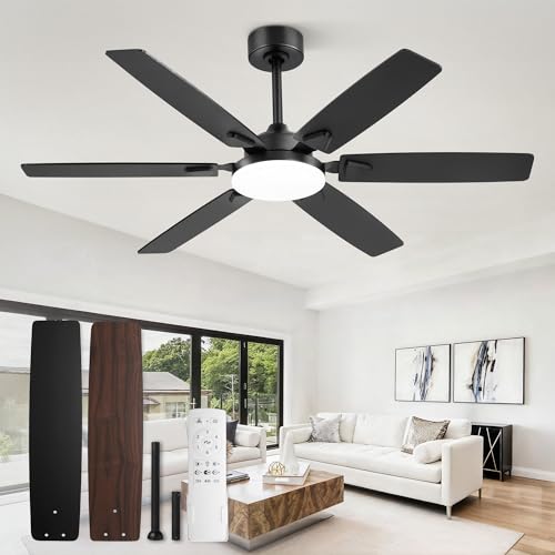 Fanbulous 52 Inch Ceiling Fans with Lights, Indoor/Outdoor Modern Ceiling Fan with Reversible Blade And 2 Rods, Quiet DC Motor, 3CCT & 6-Speed Remote Control, Dual Finish Blade for Living Room/Bedroom - Image 1
