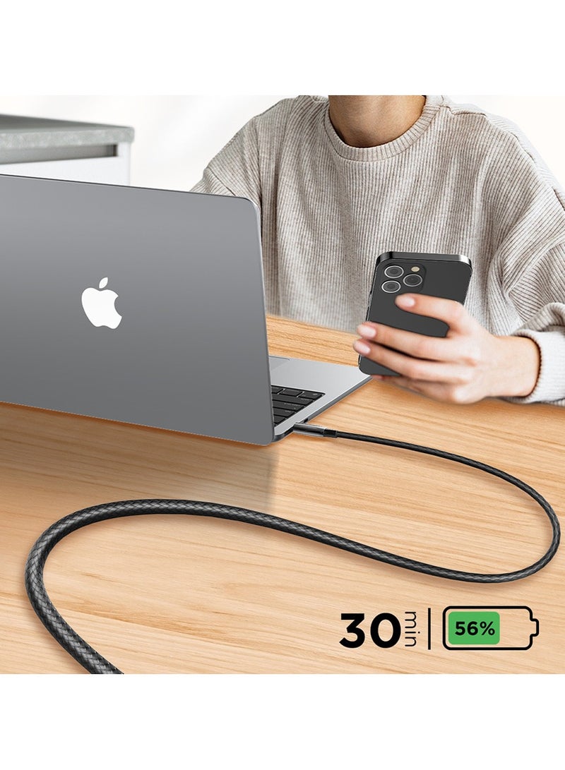 لدنيو كابل شحن سريع LDNIO PD 3.1 بقدرة 240 واط من USB-C إلى USB-C - كابل بيانات - 2 متر - اسود - Image 2