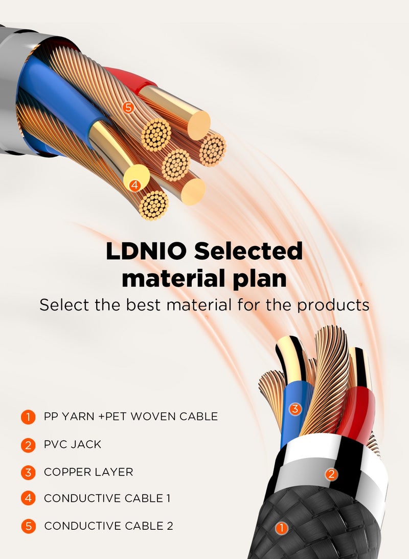 لدنيو كابل شحن سريع LDNIO PD 3.1 بقدرة 240 واط من USB-C إلى USB-C - كابل بيانات - 2 متر - اسود - Image 4