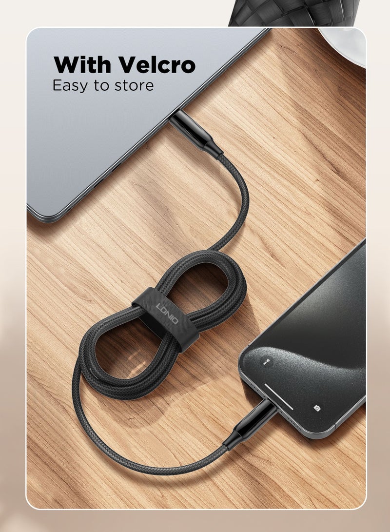 لدنيو كابل شحن سريع LDNIO PD 3.1 بقدرة 240 واط من USB-C إلى USB-C - كابل بيانات - 2 متر - اسود - Image 3